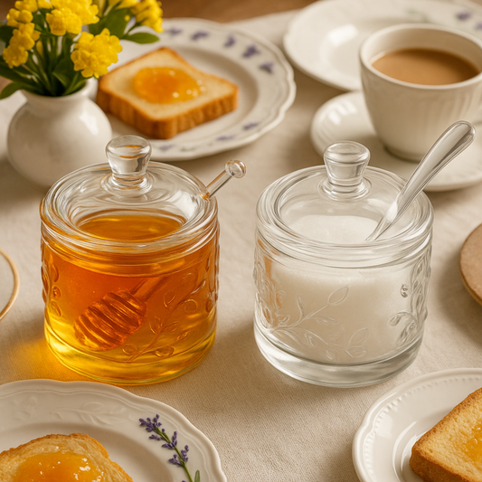 Sugar bowl set and Honey pot New Butterfly 2 Pieces