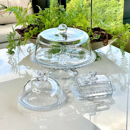 Cake stand set + Cheese dish + Butter dish Heart 3 Pieces