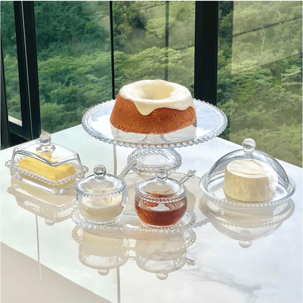 Tabletop set Crystal Pearl Bolinha 6 Pieces