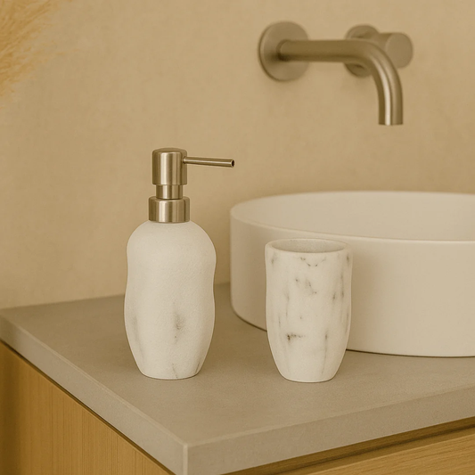 Kit Toothbrush holder and Liquid soap dispenser Marble