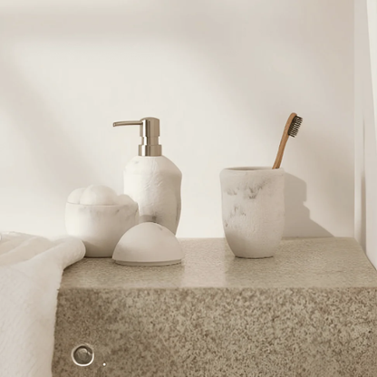 Kit Toothbrush holder and Liquid soap dispenser Marble