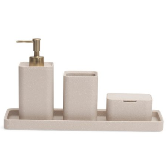 Bathroom set Minimalist in polyresin Beige 4 Pieces