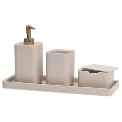 Bathroom set Minimalist in polyresin Beige 4 Pieces
