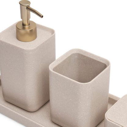 Bathroom set Minimalist in polyresin Beige 4 Pieces