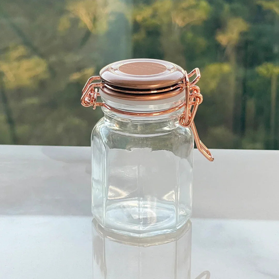 Kit 6 Spice rack Herméticos of Glass and Metal Rose gold