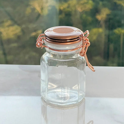 Kit 6 Spice rack Herméticos of Glass and Metal Rose gold