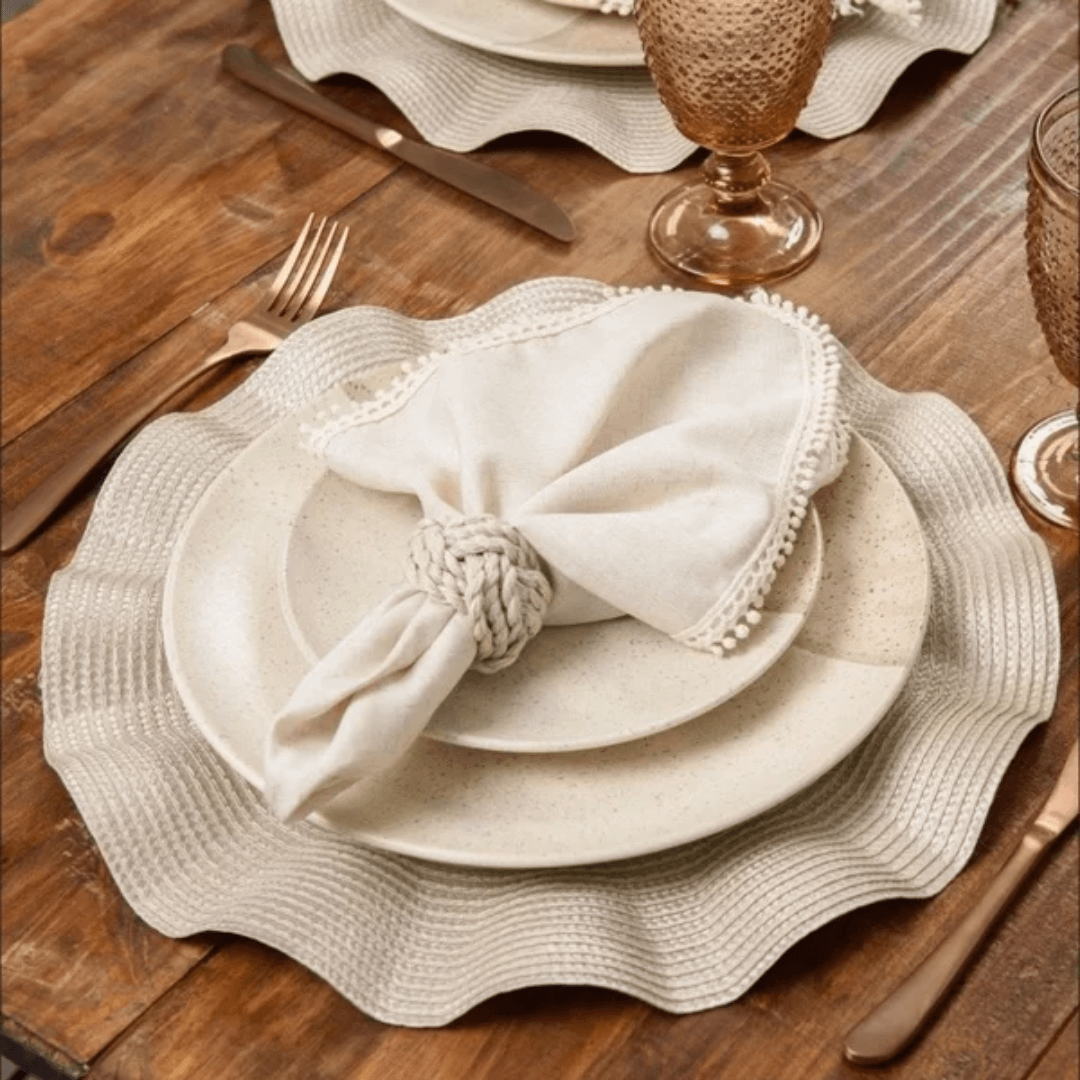 Individual round placemat Luna Wave Vanilla 38cm