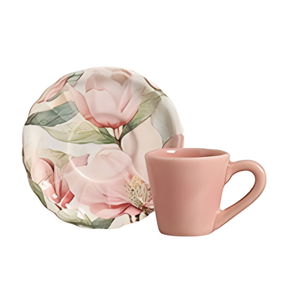 Set of 6 cups of Coffee with saucer Magnolia Rose 100ml