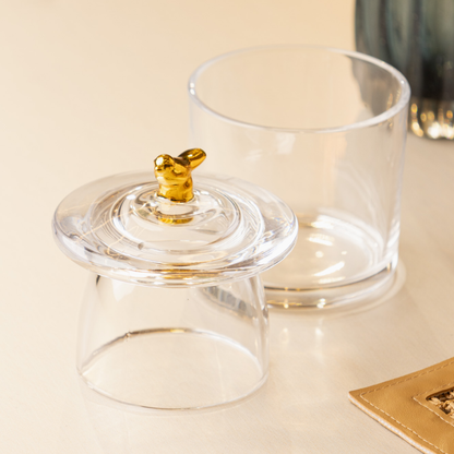 French butter dish Golden Bird 11cm