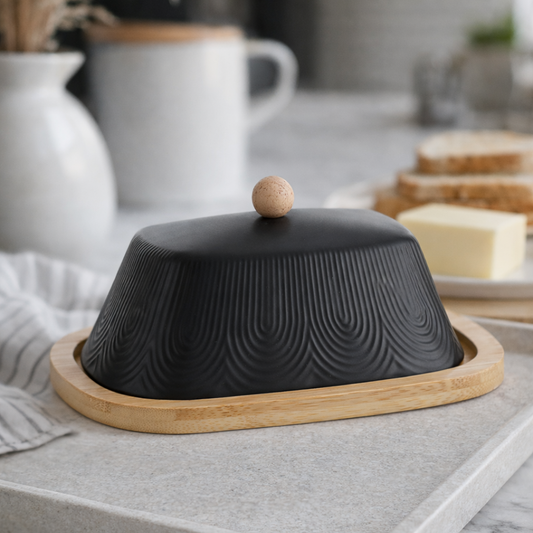 Ceramic butter dish Oasis Black 21cm