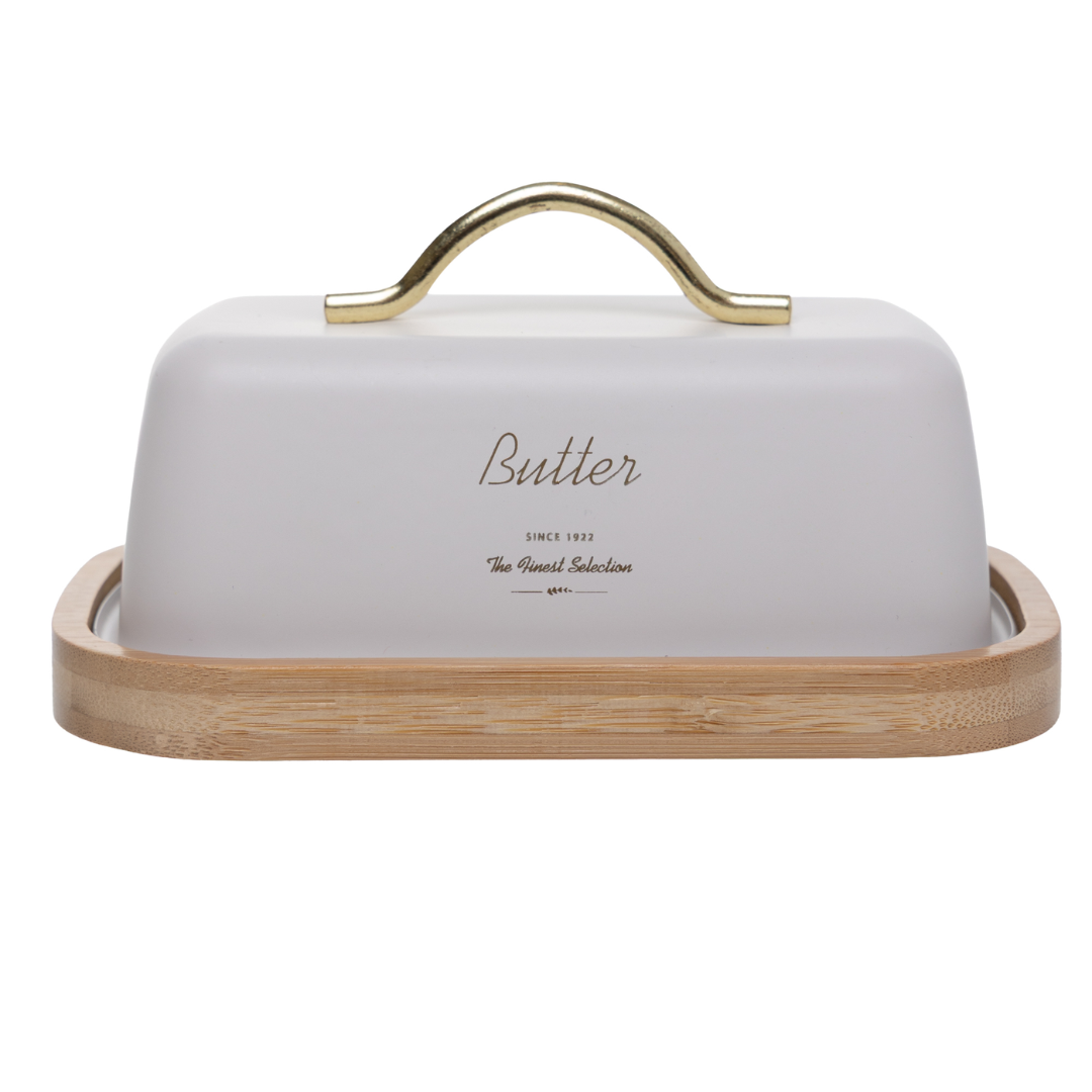 Metal butter dish Olina with handle Off-white 15cm