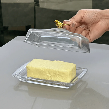 Kit Cheese dish and Butter dish Golden Bird