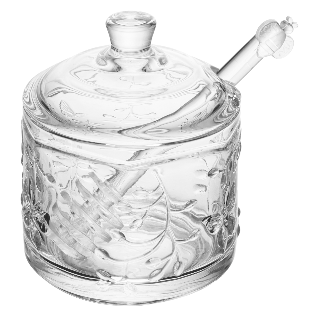 Honey pot with dipper of Crystal New Butterfly 10,5cm