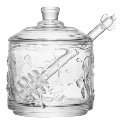 Honey pot with dipper of Crystal New Butterfly 10,5cm