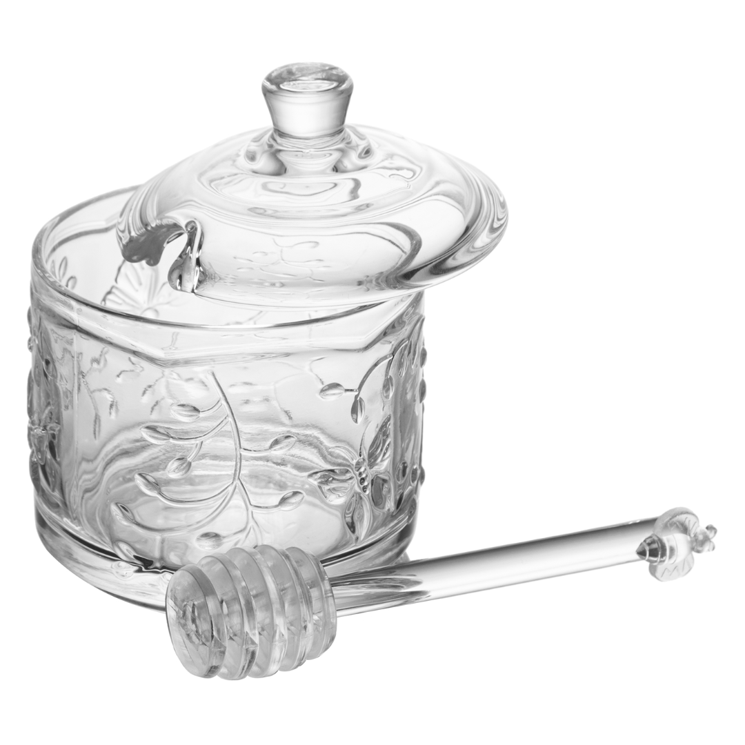 Honey pot with dipper of Crystal New Butterfly 10,5cm