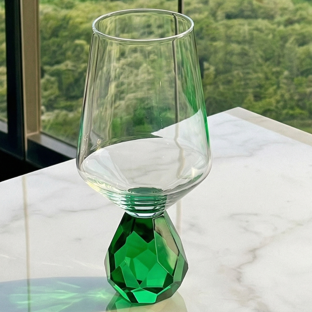 Wine glass of Glass for wine with base Diamond Green 500ml