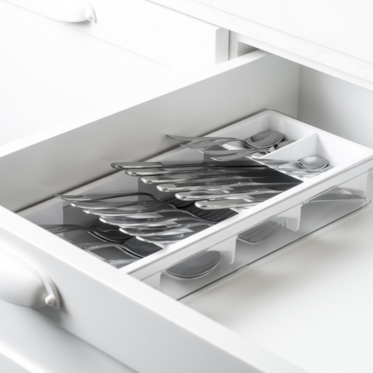 Flatware organizer Drawer Clear White 37,5cm