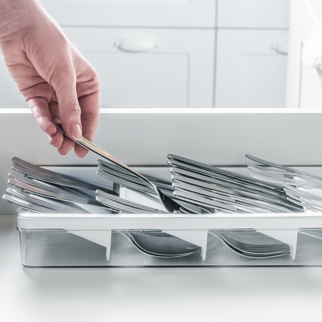 Flatware organizer Drawer Clear White 37,5cm