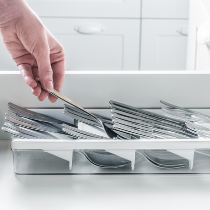 Flatware organizer Drawer Clear White 37,5cm