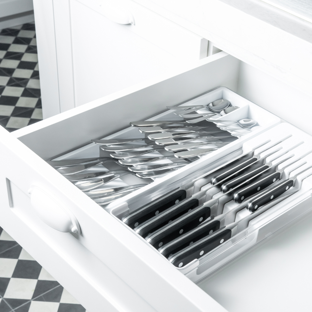 Flatware organizer Drawer Clear White 37,5cm