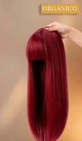 Peruca wig média com franja orgânica fibra premium