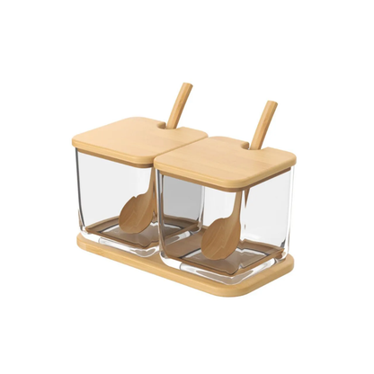 Condiment holder Sugar bowl Double with Bamboo tray Brisa 20cm