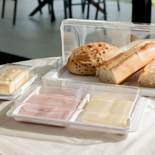 Double cold cuts container with lid Break White