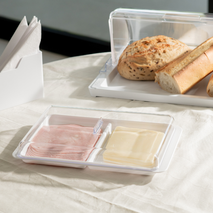 Double cold cuts container with lid Break White