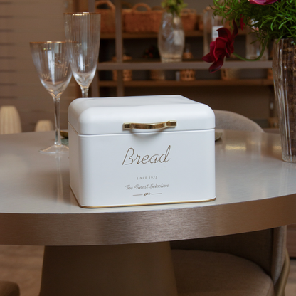 Bread box of Metal with handle Olina Off-white 18cm