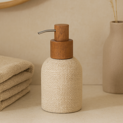 Liquid soap dispenser in polyresin Linen Beige 250ml