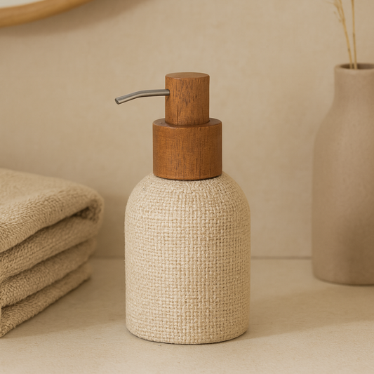 Liquid soap dispenser in polyresin Linen Beige 250ml