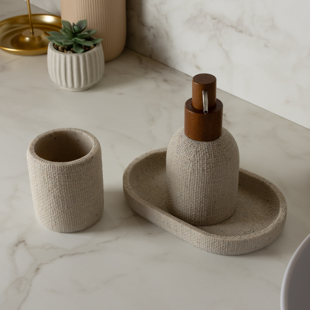 Oval tray in polyresin Linen Beige 20cm