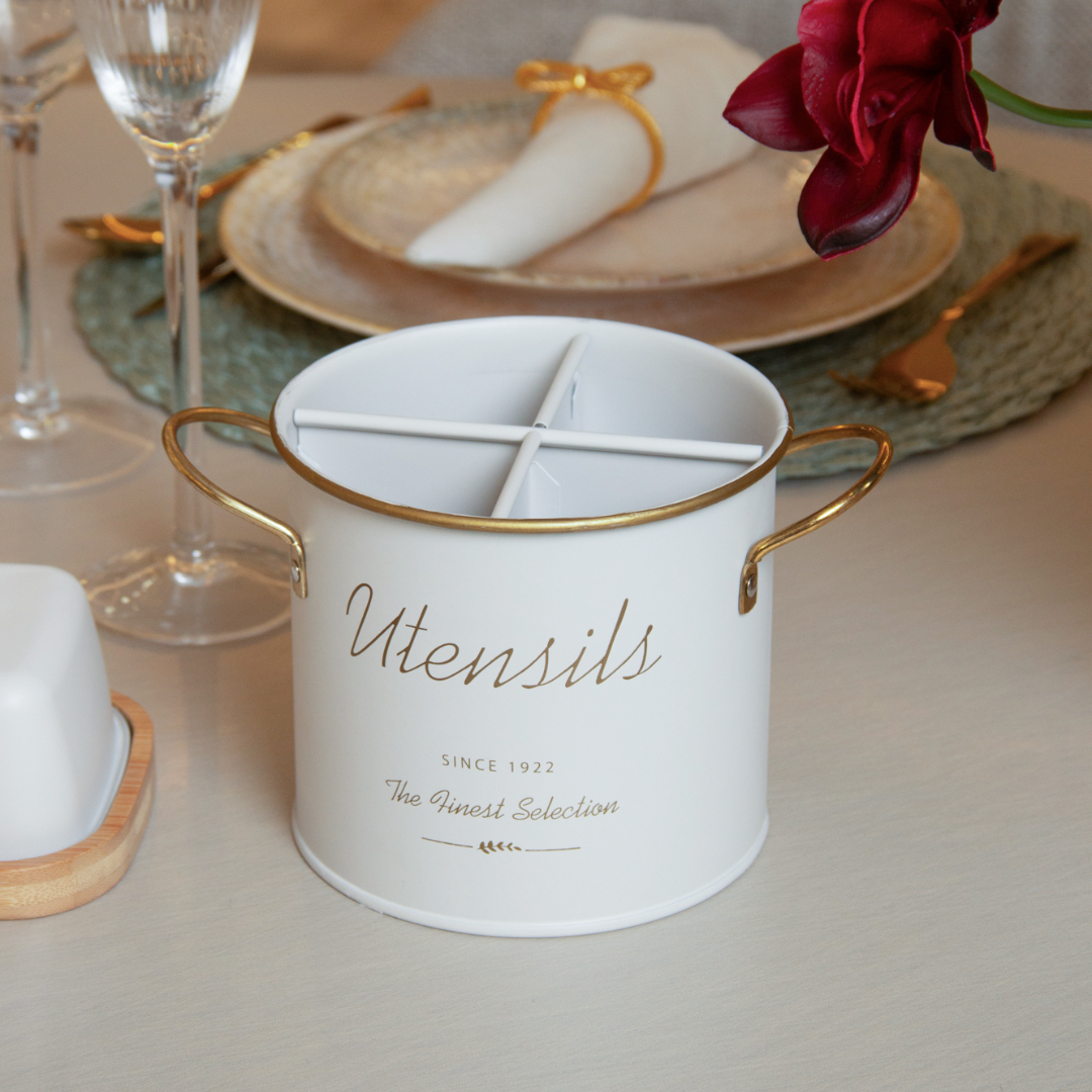 Utensil holder of Metal Olina Off-white 13,5cm