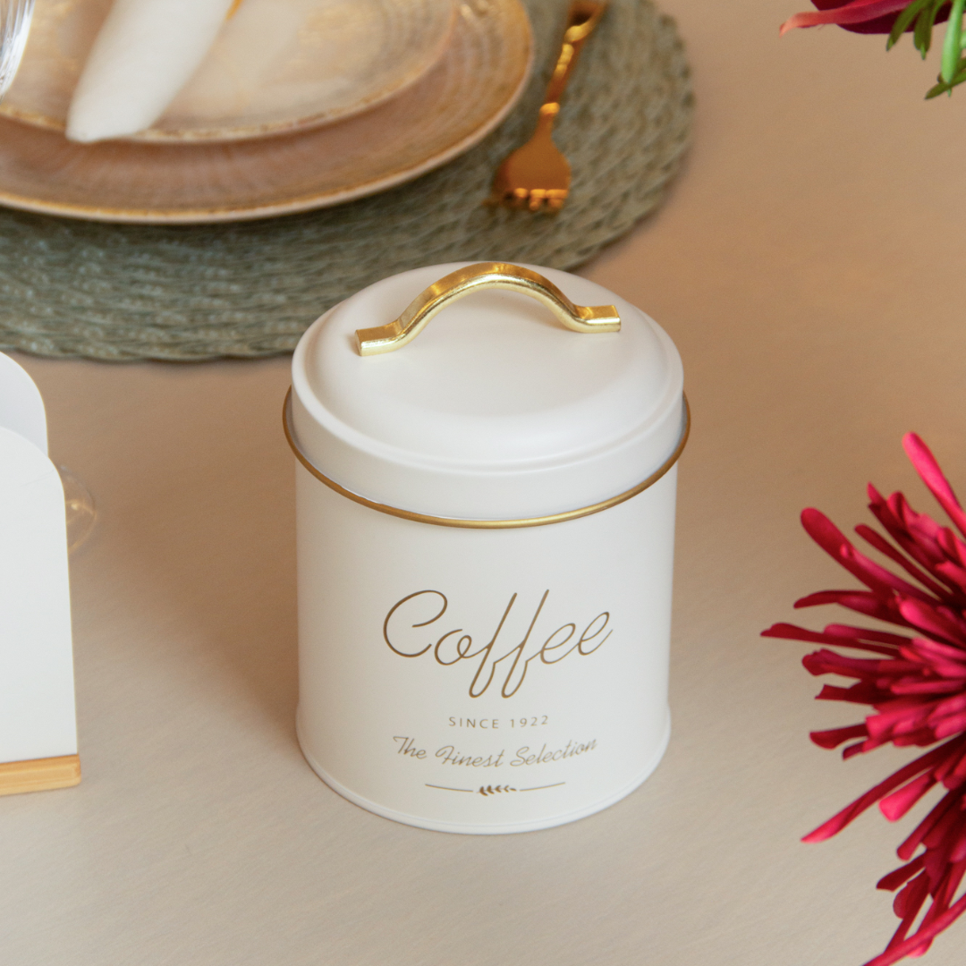 Canister Coffee of Metal Olina Off-white 16cm