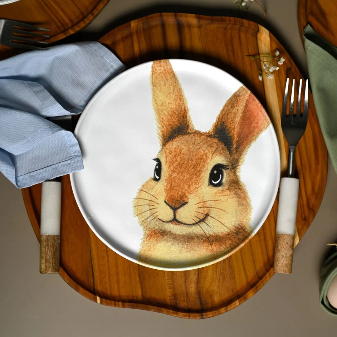 Set of 6 plates of Dessert Bunnies Easter Ceramic 21,5cm