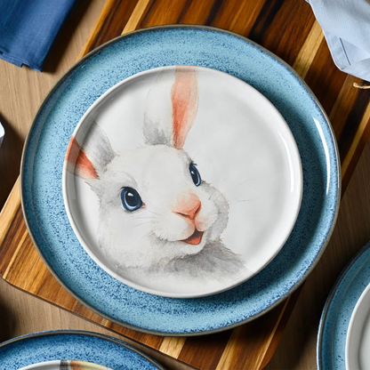 Set of 6 plates of Dessert Bunnies Easter Ceramic 21,5cm