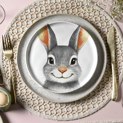 Set of 6 plates of Dessert Bunnies Easter Ceramic 21,5cm