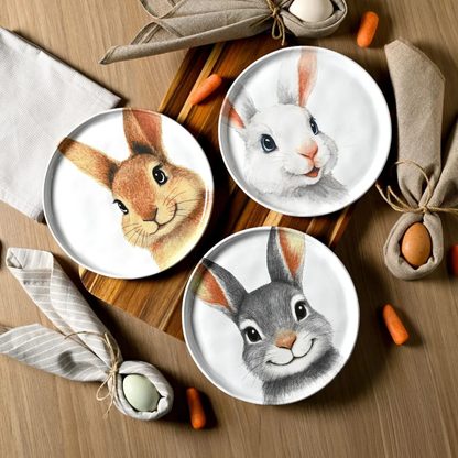 Set of 6 plates of Dessert Bunnies Easter Ceramic 21,5cm