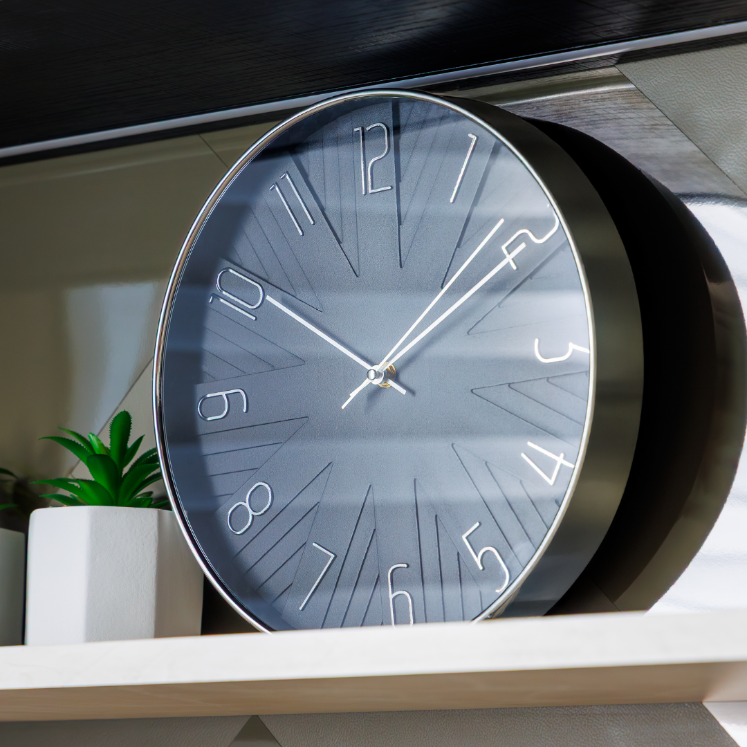Wall clock Plastic Modern Black 30,5cm