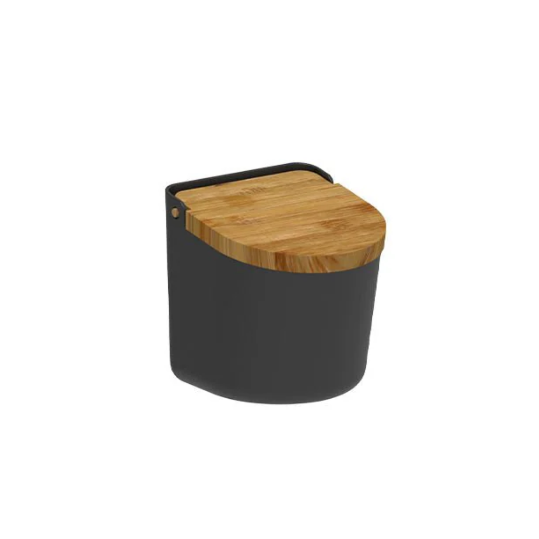 Salt shaker Lume Black with lid of Bamboo Black 500g