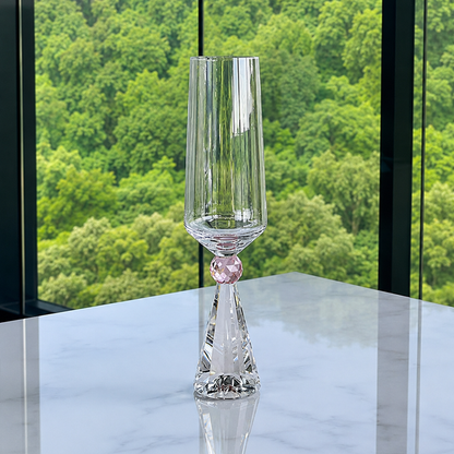 Set of 6 wine glasses Crystal base for champagne Pink 305ml