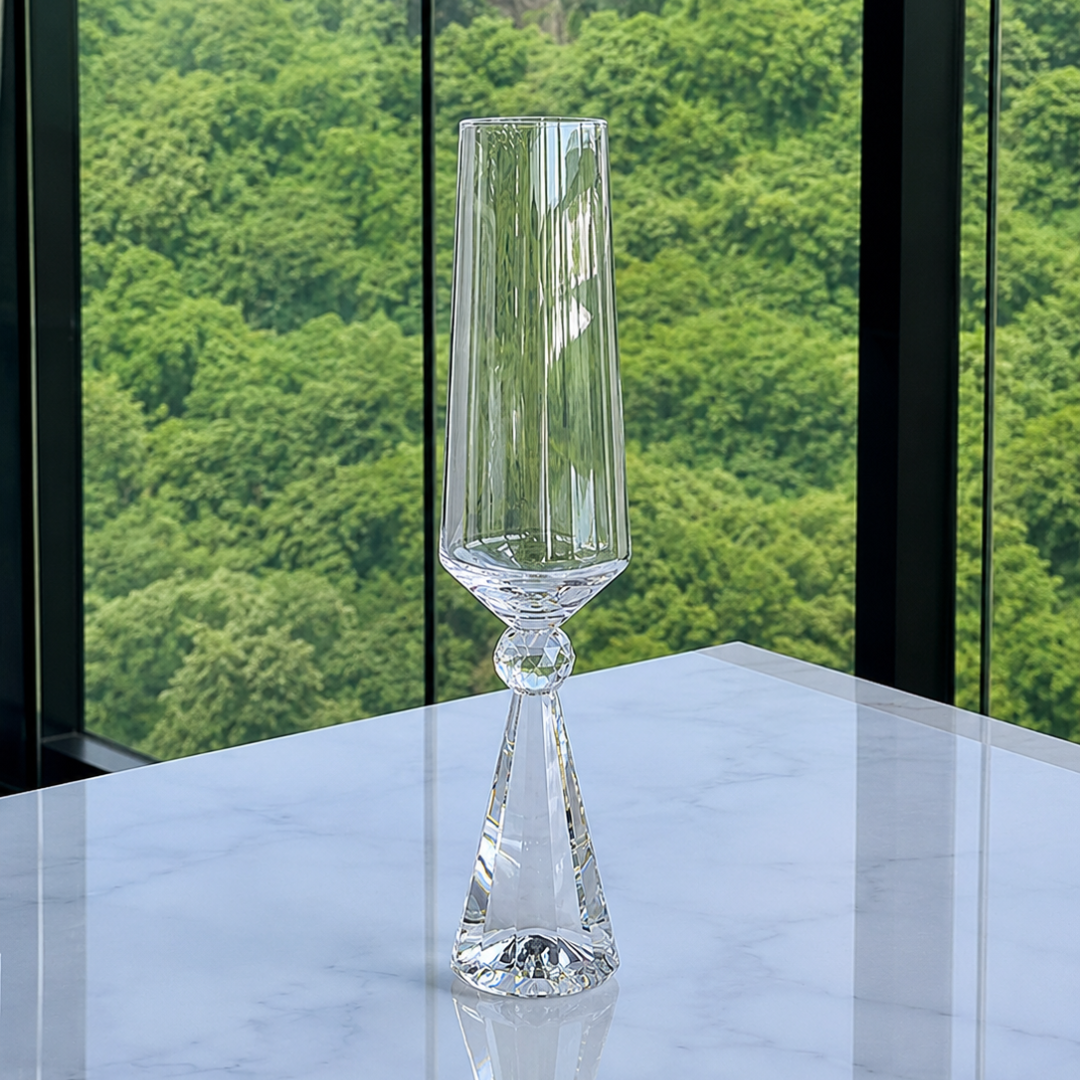 Set of 6 wine glasses Crystal base for champagne Clear