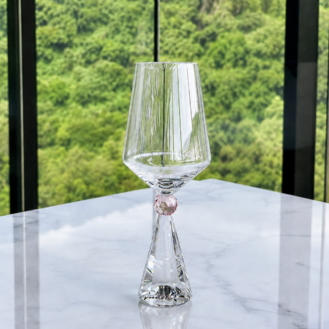 Set of 6 wine glasses Crystal base for wine Pink 595ml