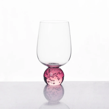 Set of 6 wine glasses Sphere base Pink and Clear 550ml