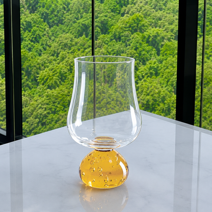 Set of 6 wine glasses Sphere base for wine Amber and Clear 440ml