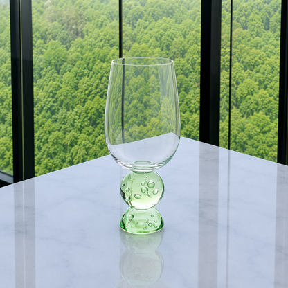 Set of 6 wine glasses Double sphere base Green 500ml