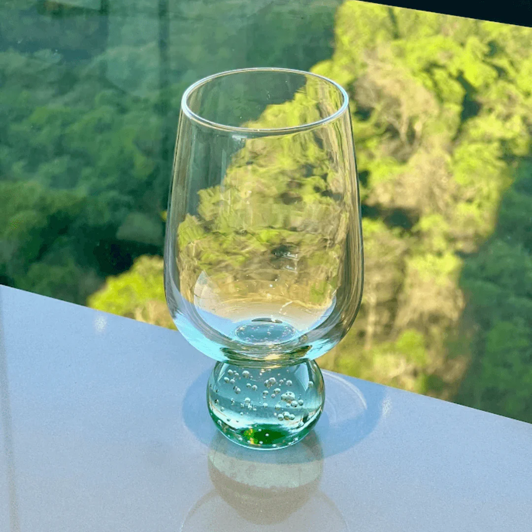 Set of 6 wine glasses Sphere base for wine Green 540ml