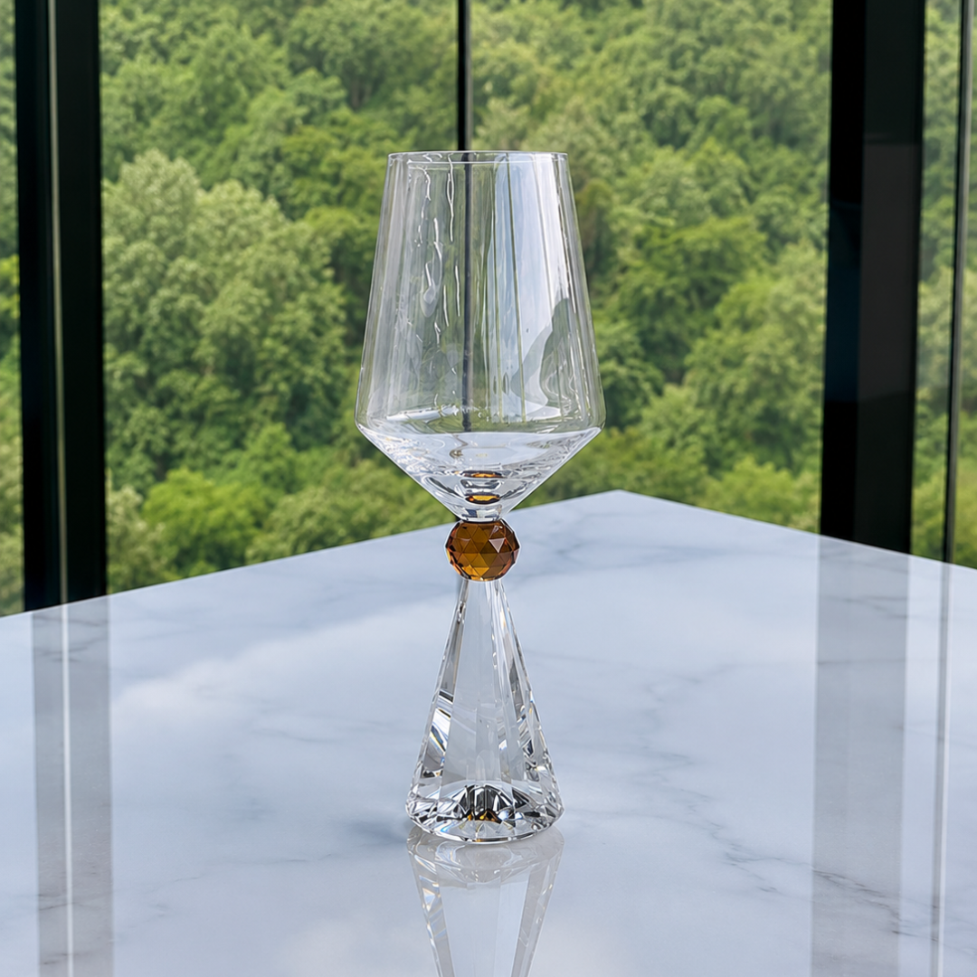 Set of 6 wine glasses Crystal base for wine Amber 595ml