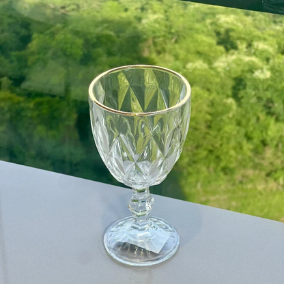 Set of 6 wine glasses of Glass with gold rim Gold trim 300ml