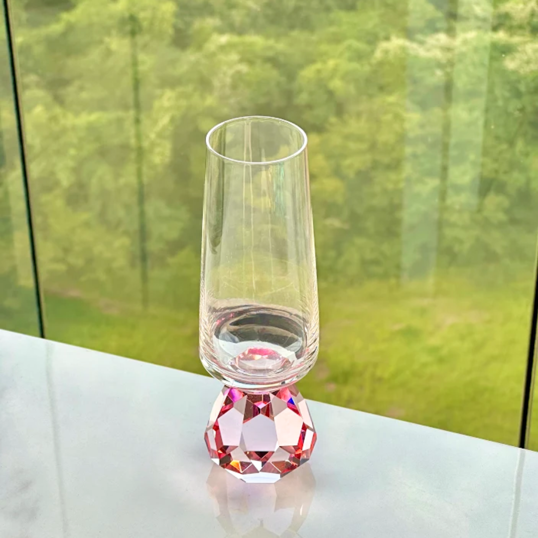 Champagne glass with base Diamond Pink 250ml